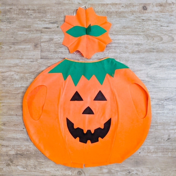 NWT 2 Pc Kids Pumpkin Costume Jack-o'-lantern Cost - Picture 1 of 3